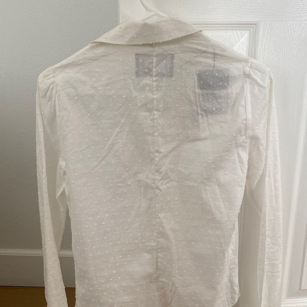 Reformation Ivory Button Down Shirt with Ruffles - Picture 5 of 5